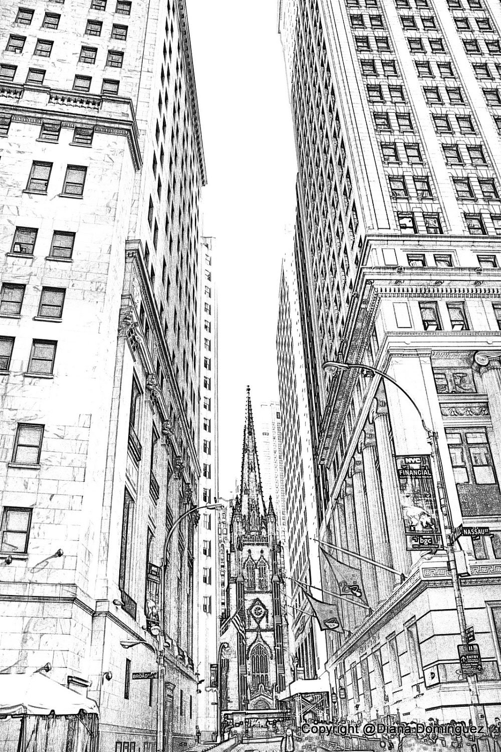 Lower Manhattan NYC Sketch 8x10 Drawing New York by ddfoto