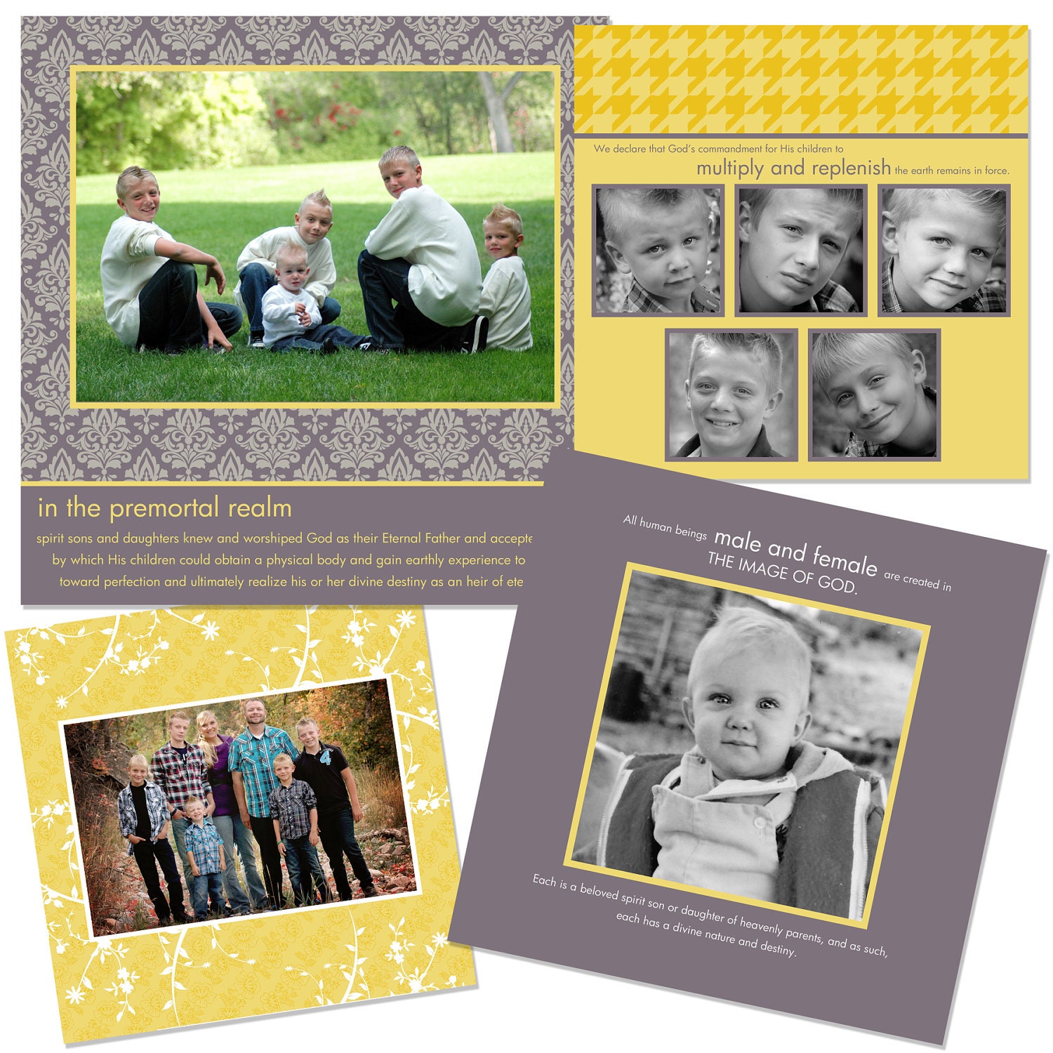 Lemon Drop the Family, A Proclamation to the World Digital Photo Album Templates in Citrine and Gray