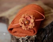 newborn photo prop - baby wrap - newborn wrap set - pumpkin wraps - pumpkin baby headband - photography prop - mohair stretch wrap