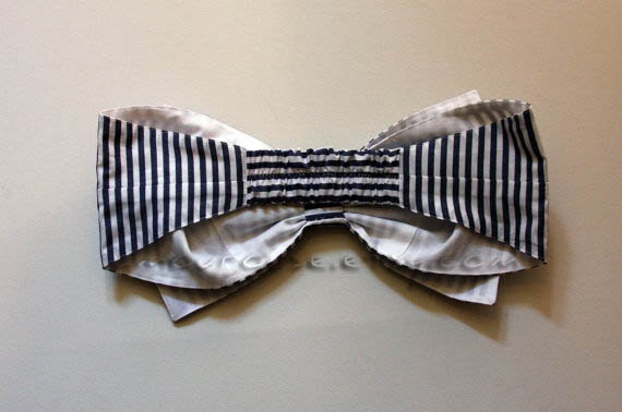 Navy Striped Bow Bandeau