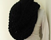 Oversized Cowl Black Crochet Infinity Scarf