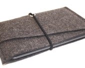 Kindle, e-Reader, Nook Tablet Wool Felt Sleeve with Double Pocket and Elastic Strap Anthracite
