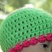 African Flower Cap, Baby Hat, Crochet Baby Hat, Baby Girl, African Flower Hat, Limelight, Green, Scalloped Trim, READY TO SHIP