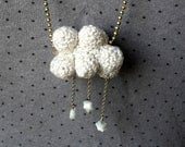 Mother's day gift Long necklace crochet Cloud with snow.