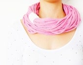 SCARF // Handmade Infinity Eternity Scarf Noodle Scarves Cotton Fashion Neckwarmer Circle Necklace Chunky Cowl Pink