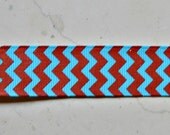 Red & turquoise chevron striped 7/8" grosgrain ribbon Suess inspired Il_170x135