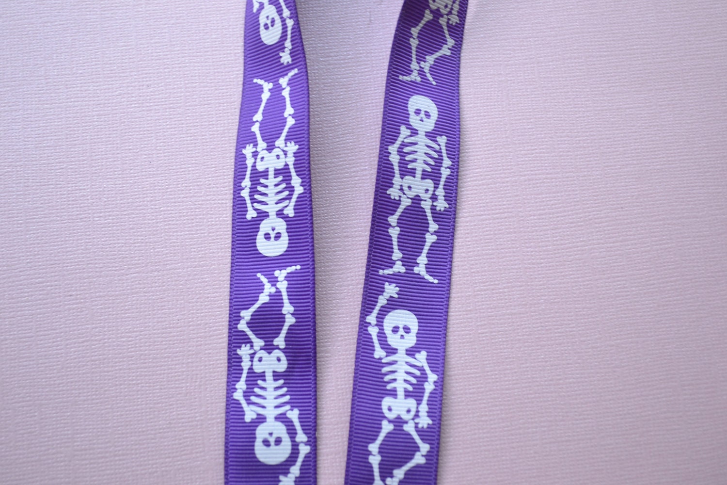 Halloween skeletons printed on purple 7/8 inch grosgrain ribbon Il_570xn