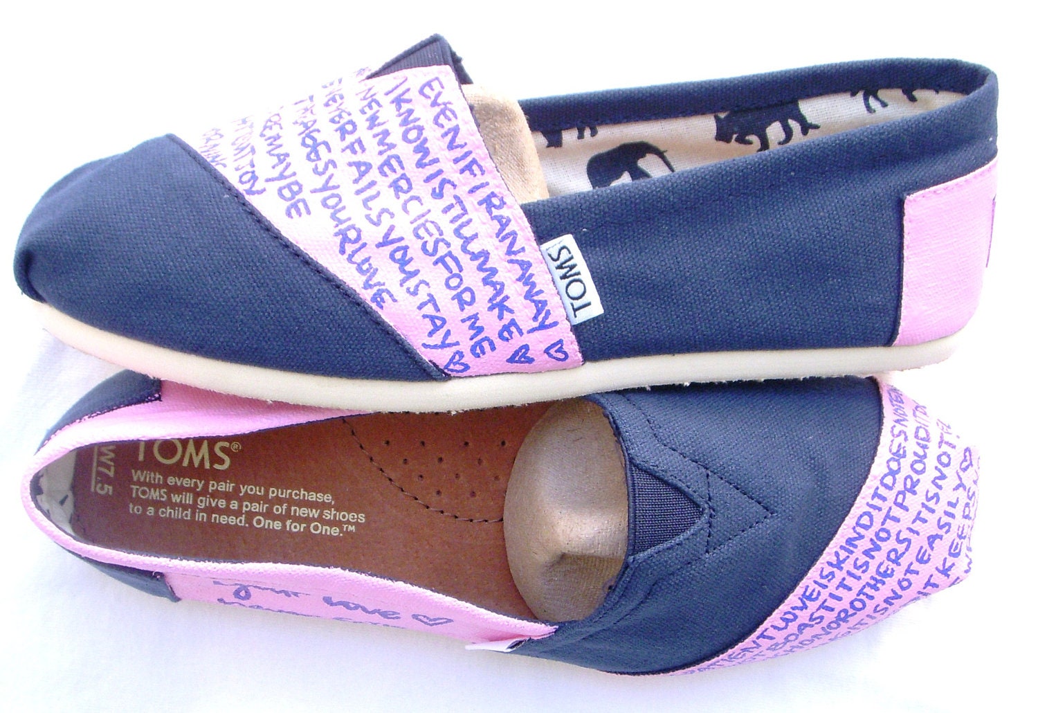 The Addie - Light Pink and Navy Blue Custom TOMS