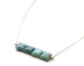 HEART CHAKRA - Natural Amazonite Bar Necklace (Fourth Chakra - Insomnia, cancer, HBP, fatigue, fear, metabolic disorders, childbirth)