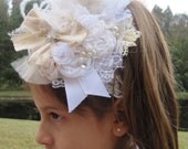 M2M Matilda Jane & Persnickety Fall 2012 Ivory and White Large Couture-Inspired Floral Hairclip/Headband