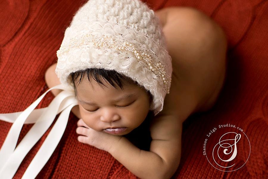 READY TO SHIP... antique inspired ivory pearls and lace tassle hat newborn size photo prop Professional photographer must have