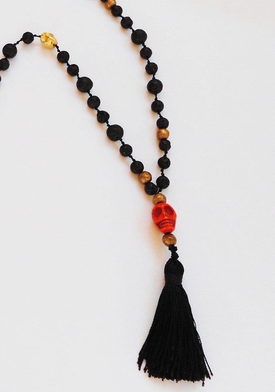 The "Fru" necklace - Black lava rosario necklace
