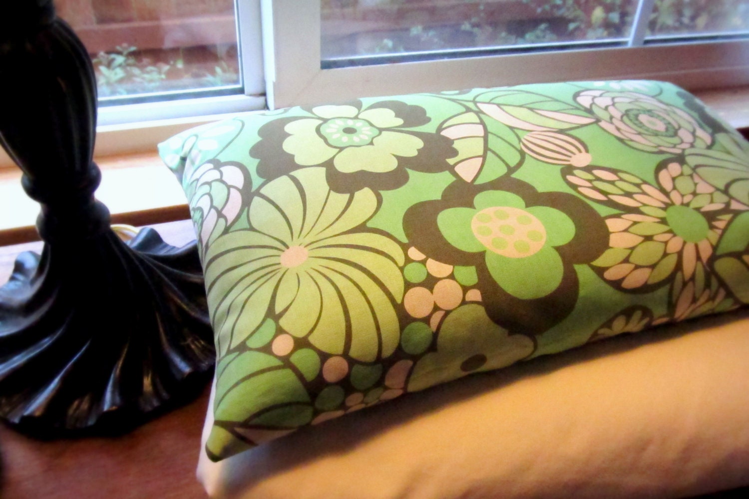 Lavender and Buckwheat Spa Pillow- Green and Brown Floral