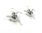 Propeller Earrings Inspired by Amelia Earhart (Airplane Jewelry for Pilot, Traveler)