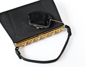 Vintage Black Satin Purse