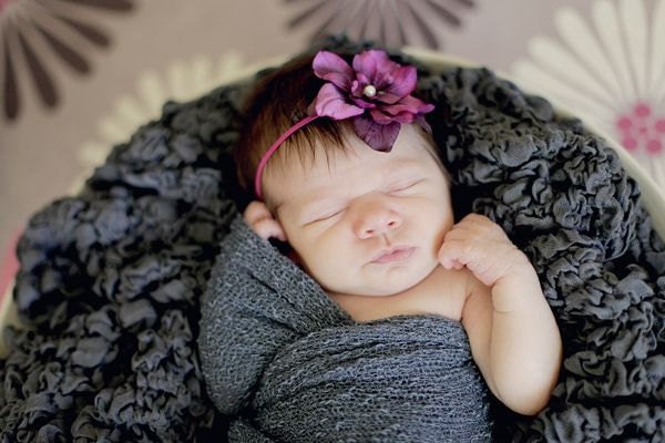 Tropical Purple Flower Pearl Newborn Baby Girl Headband, Photo Prop, ALL SIZES AVAILABLE