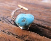 Tie Chain Tie Tack Turquoise Nugget Genuine Kingman Arizona Desert Jewel