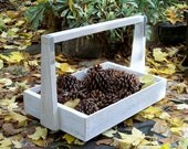 White Wooden Garden Tote, Berry Flat, Harvest Basket