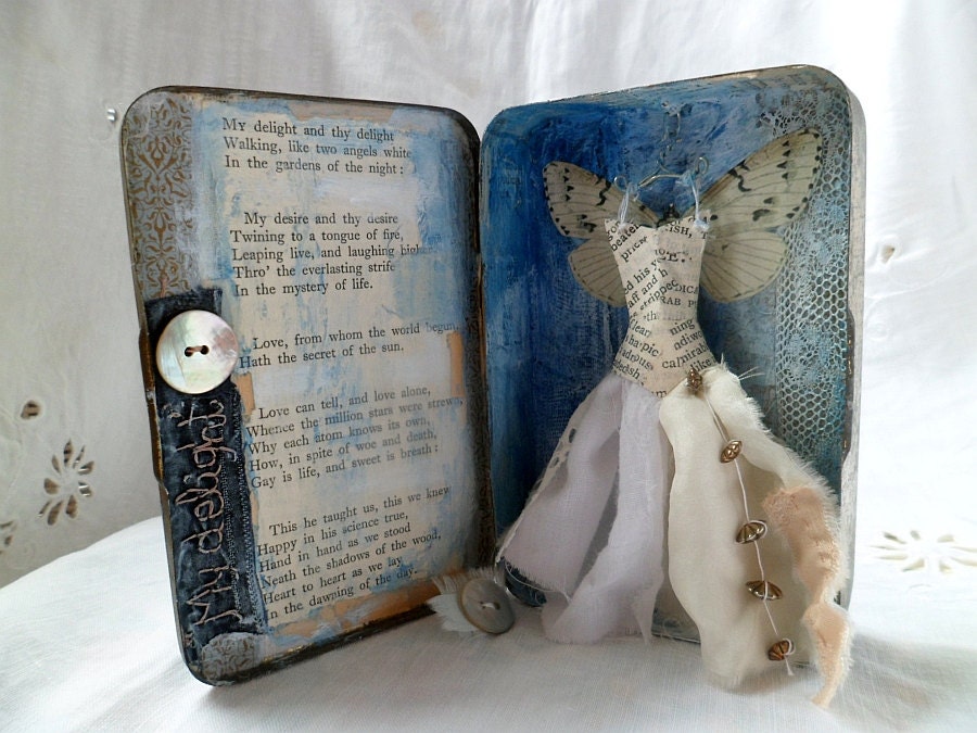Assemblage Art vintage tin - My Delight and Thy Delight .