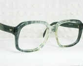 80s Glasses 1980's Mens Eyeglasses Smoky Quartz Thick Two Tone Horn Rim Clear Fade 55/20 Shuron Optical Frame