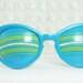 60s Sunglasses Mod 1960's Slit Sunglasses Round Horn Rim Eskimo Style Sky Blue Lime Lined Dead Stock