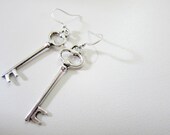 Alice in Wonderland Door Key Silver Plated Earrings