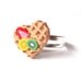 Food Ring Clay Fun Jewelry ( waffle polymer clay miniature food silver adjustable ring kawaii jewelry kiwi lemon strawberry)
