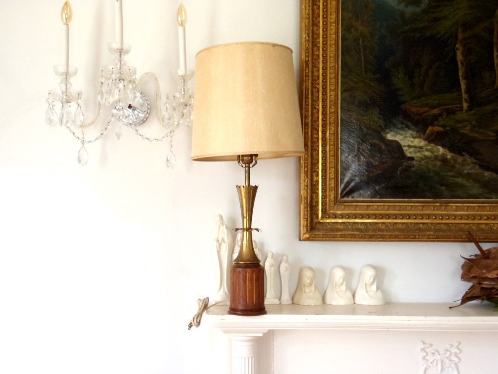 Lamp Atomic Starburst Vintage Walnut and Metal Lamp