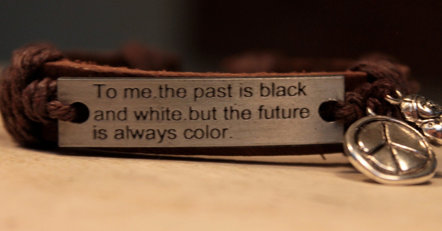 August  Special Reg. 9.00 now 5.00 LOVELY QUOTE METAL Hippie Peace Bracelet