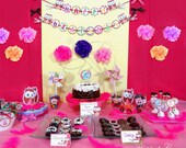 PRINTABLE Medium Collection Owl Girls Birthday Party Package Personalized - DIY - Custom - Paper Art by Marlene Campos