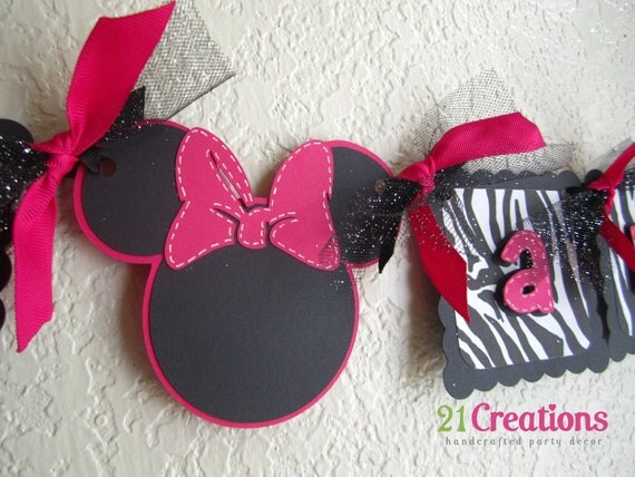 Minnie Mouse High Chair Banner in Zebra Print Il_570xn