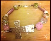 Pink w/ envy cross bracelet SOLD