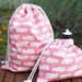 Set of 2 Drawstring Bags - Pink Hippos