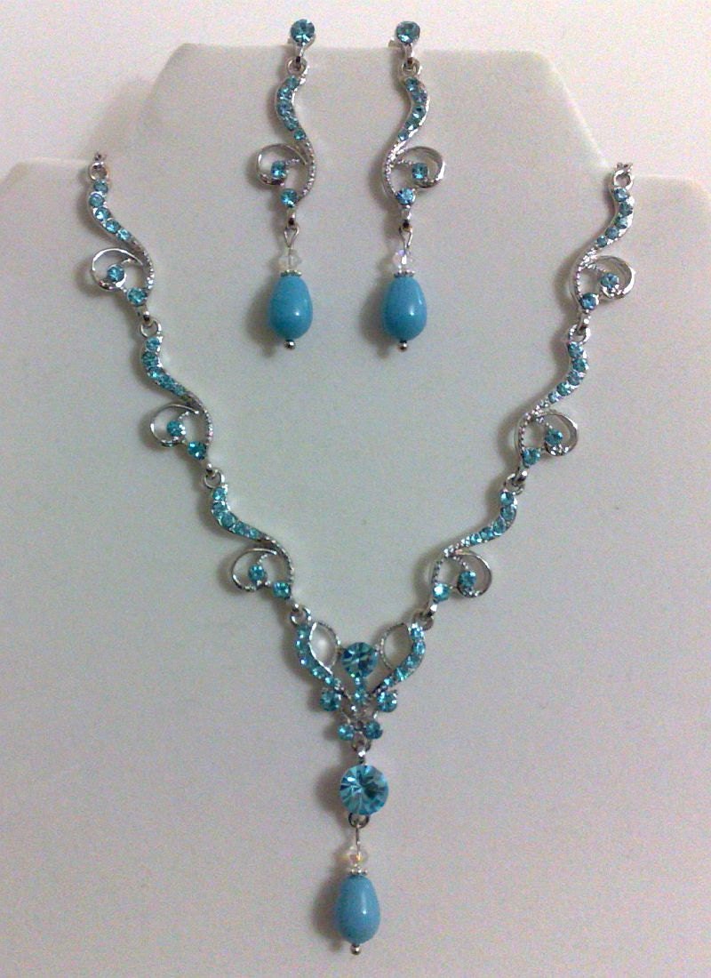 Something Blue Turqupise Jewelry Set Swarovski By Yjcouture