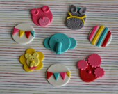 Fondant Circus Lion, Elephant, Horse, Bear, Pennant Toppers for Cupcakes, Cookies, Brownies or Mini-Cakes