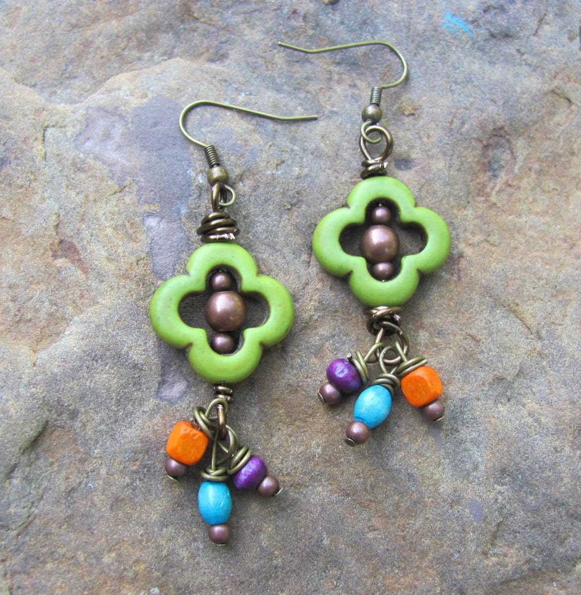 Green Soutwestern Earrings