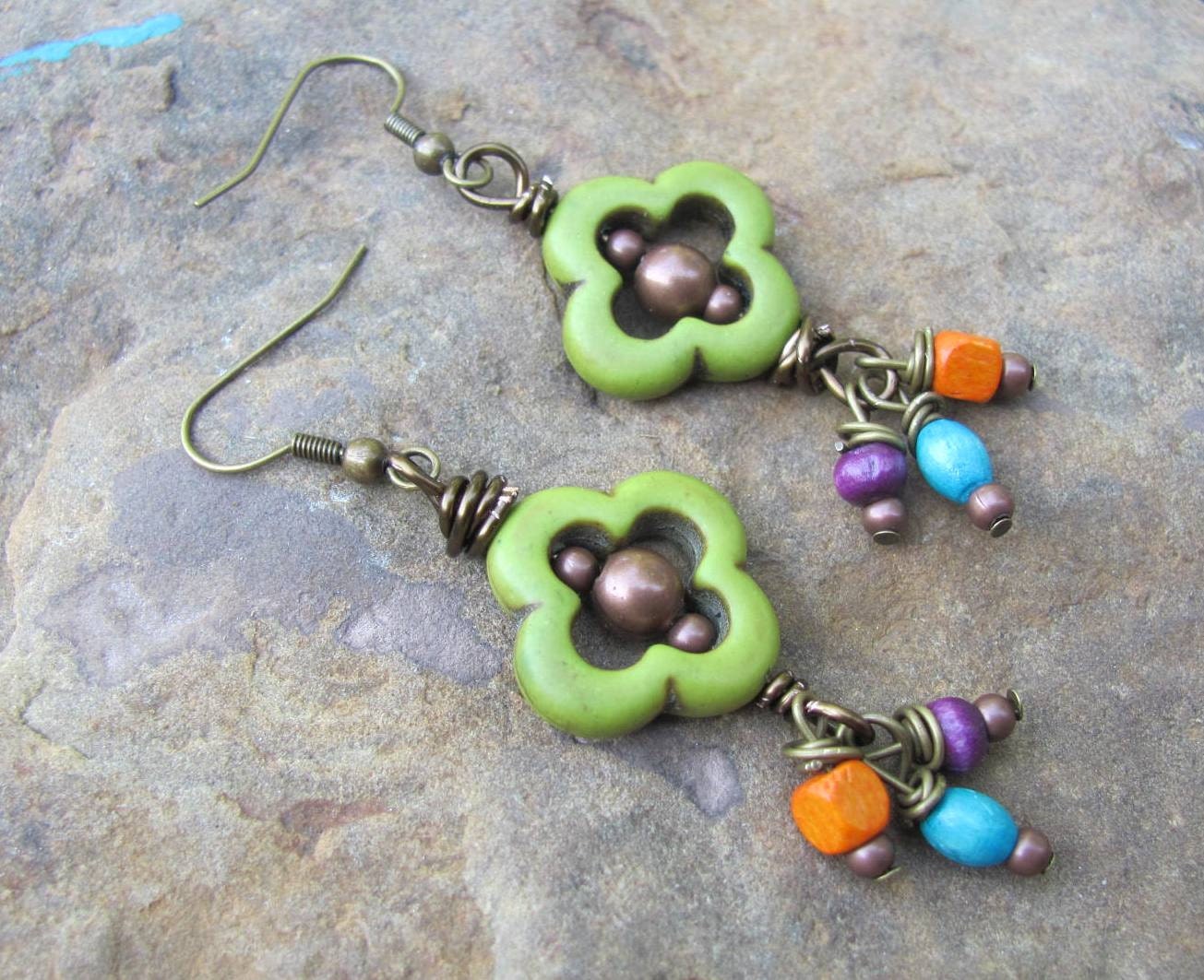 Green Soutwestern Earrings