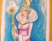 Fairytale Snowqueen Watercolor Art Print- Poster Fairytale Ice Queen Print- A4 8.5x11