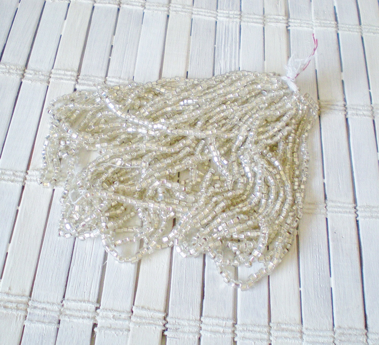 Vintage Seed Beads Silver Lined Clear 6/0 Rocailles 1950s