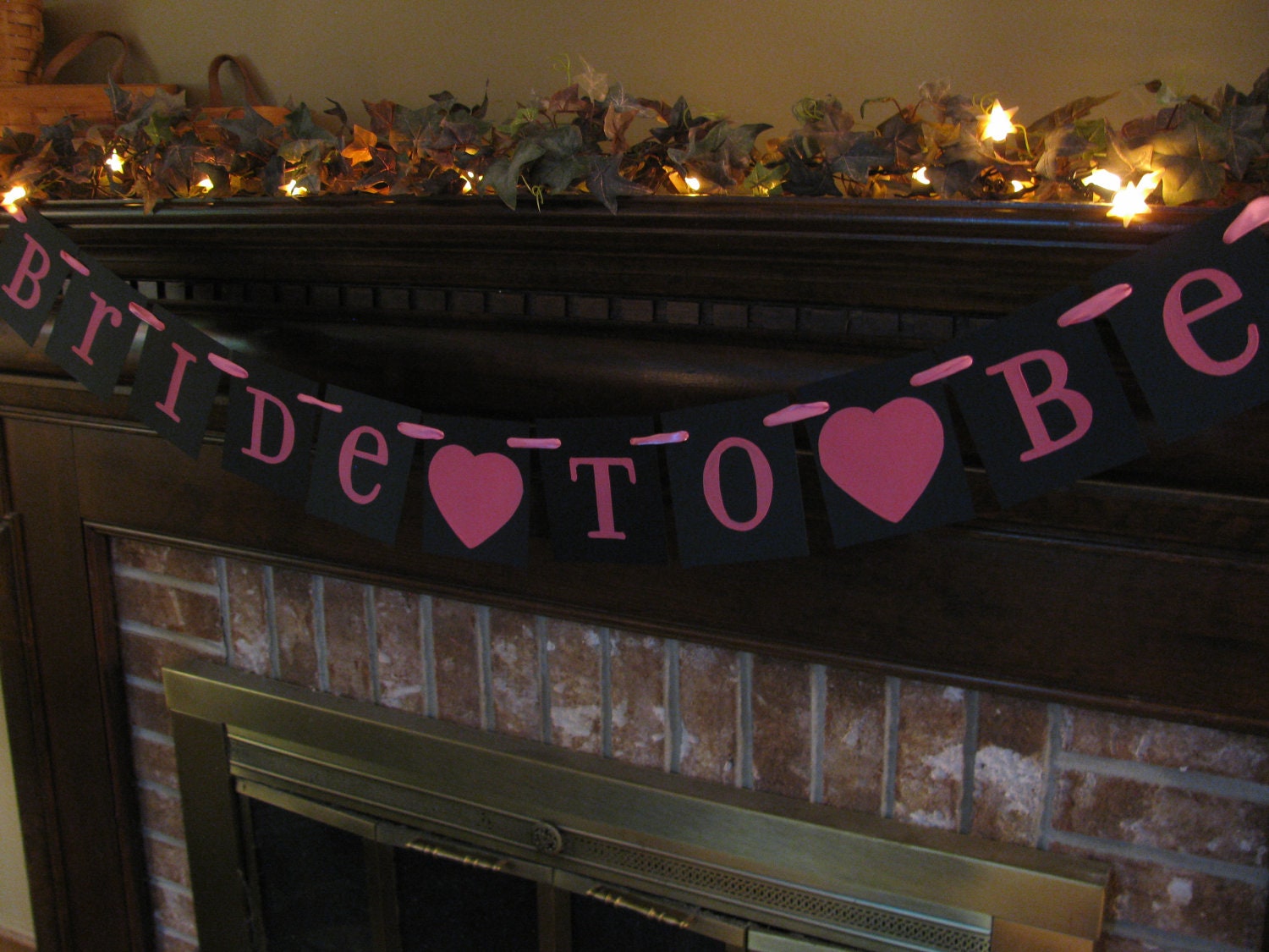 Wedding Banner Bridal Shower Garland Sign Black and Hot Pink Can Custom Colors Great Photo Prop
