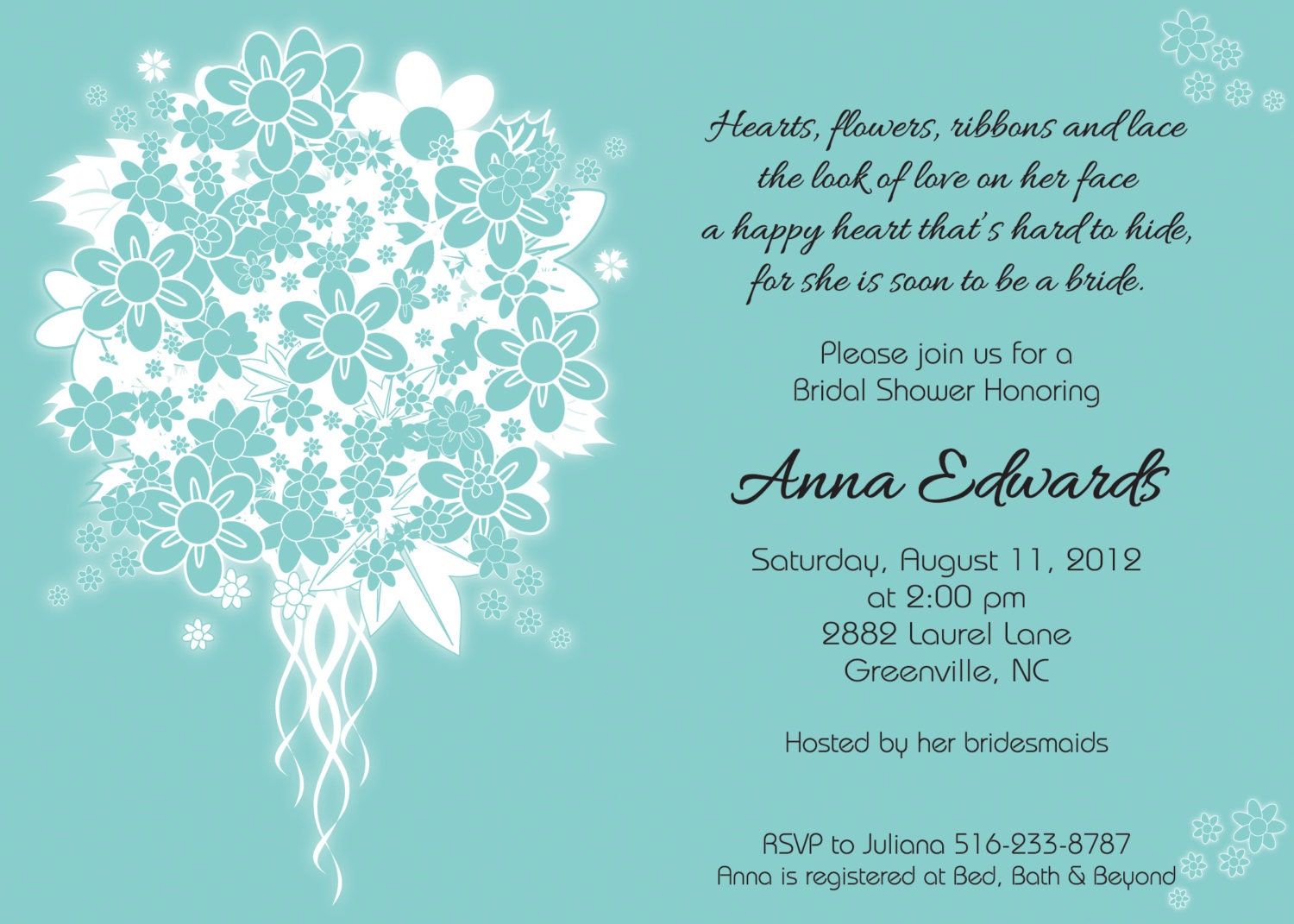 Tiffany Blue and White Wedding Bouquet - Bridal Shower, Bridal Luncheon, Shower Invitation Il_170x135