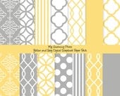 Yellow and Grey - Digital Paper Pack (12 x 12"-300 dpi) - 14 Digital papers Il_170x135