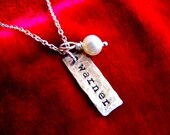 Necklace with Kids Names Sterling Silver Stamped Distressed Tags