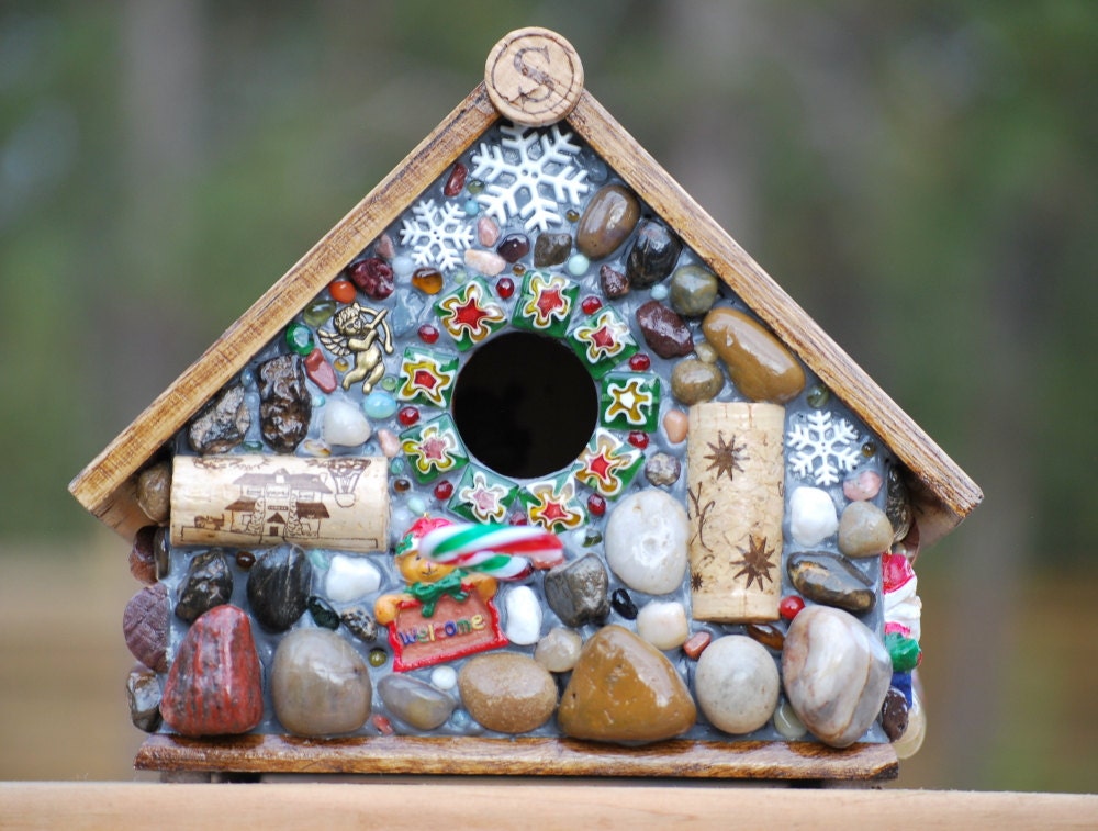 Christmas Birdhouse with Wine Corks and Christmas Cheer
