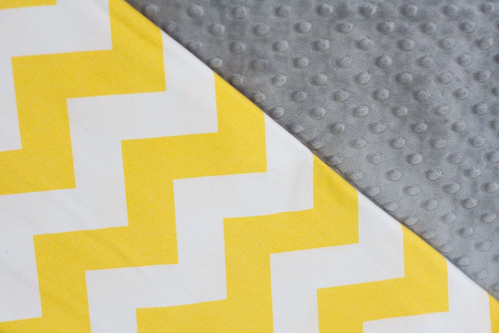 Yellow Chevron and Grey Handmade Super Soft Baby Blanket