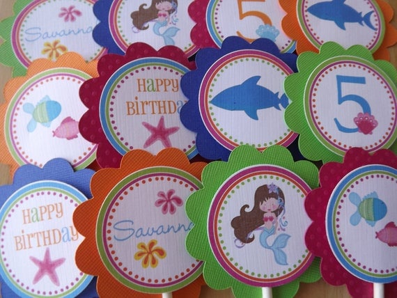 Shark and Mermaid Collection: Cupcake Toppers Il_570xn