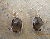Smoky Quartz and Citrine Sterling Silver Earrings(on vacation)