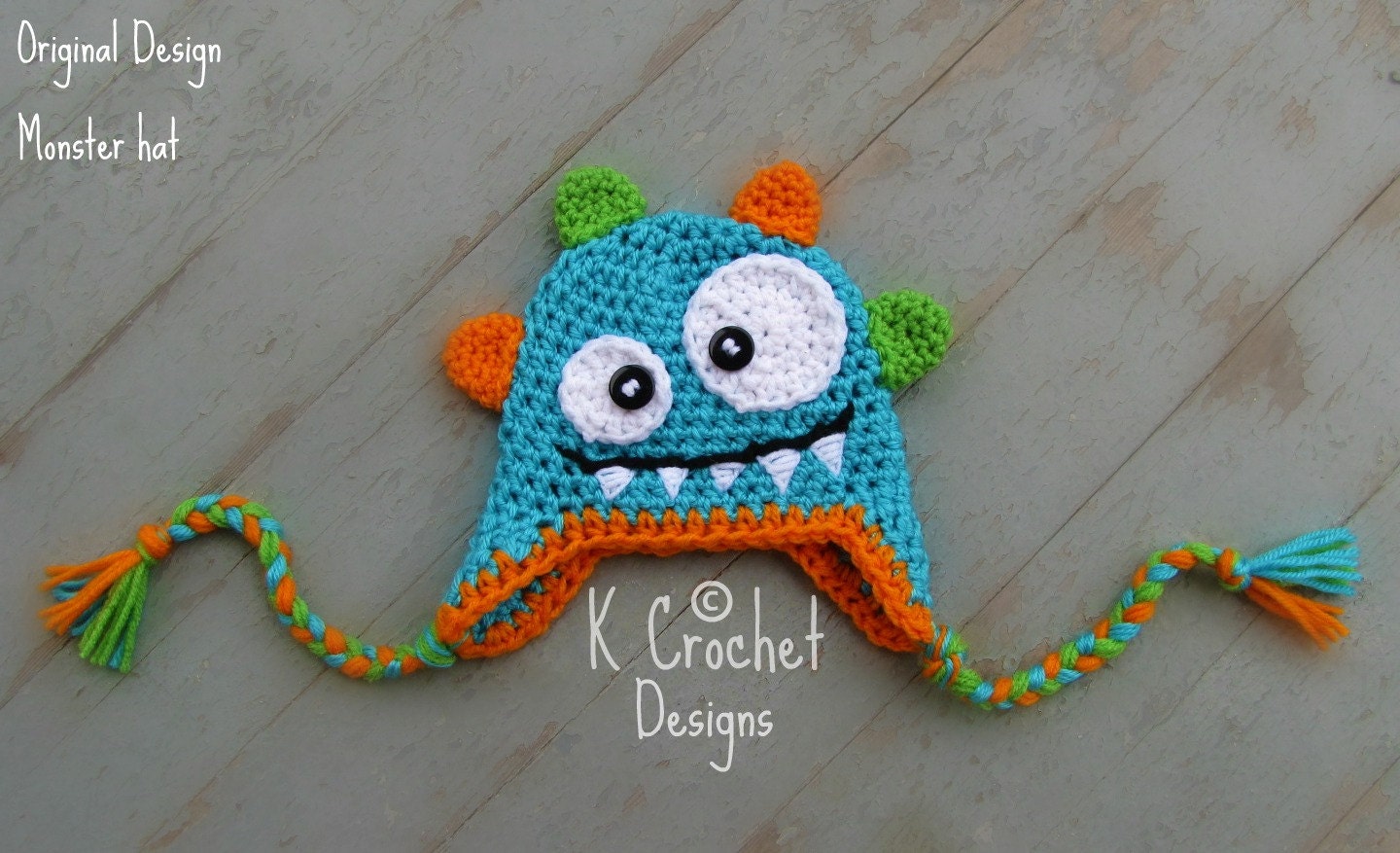 Monster Hat-crochet baby hat-crochet hat-photography prop-babies toddlers kids-bright colorful fun choose your colors