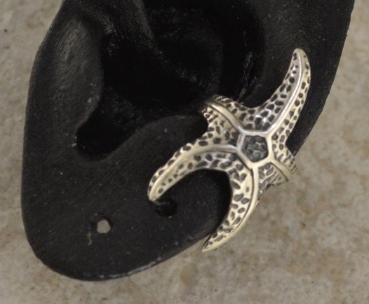 Ear Cuff - Steampunk Starfish - Sterling Silver - SINGLE SIDE