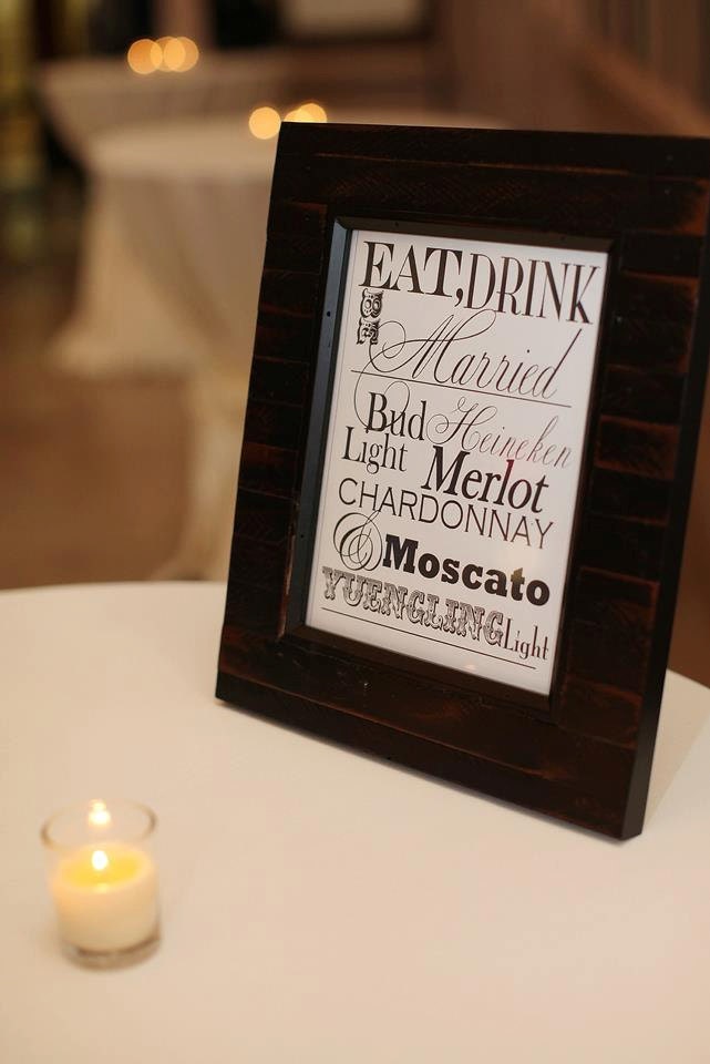Wedding Reception Bar Menu Sign DIY